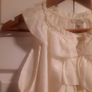 J. Crew Silk Popover Ruffle Front Blouse M